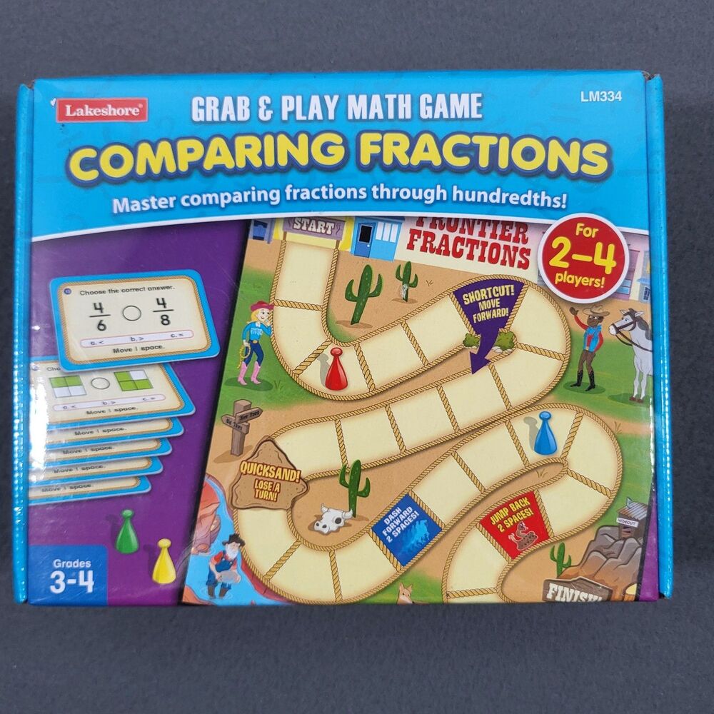 Lakeshore Comparing Fractions Grab & Play Math Game Grades 3-4 Homeschool NEW